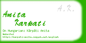 anita karpati business card