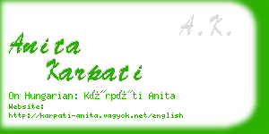 anita karpati business card